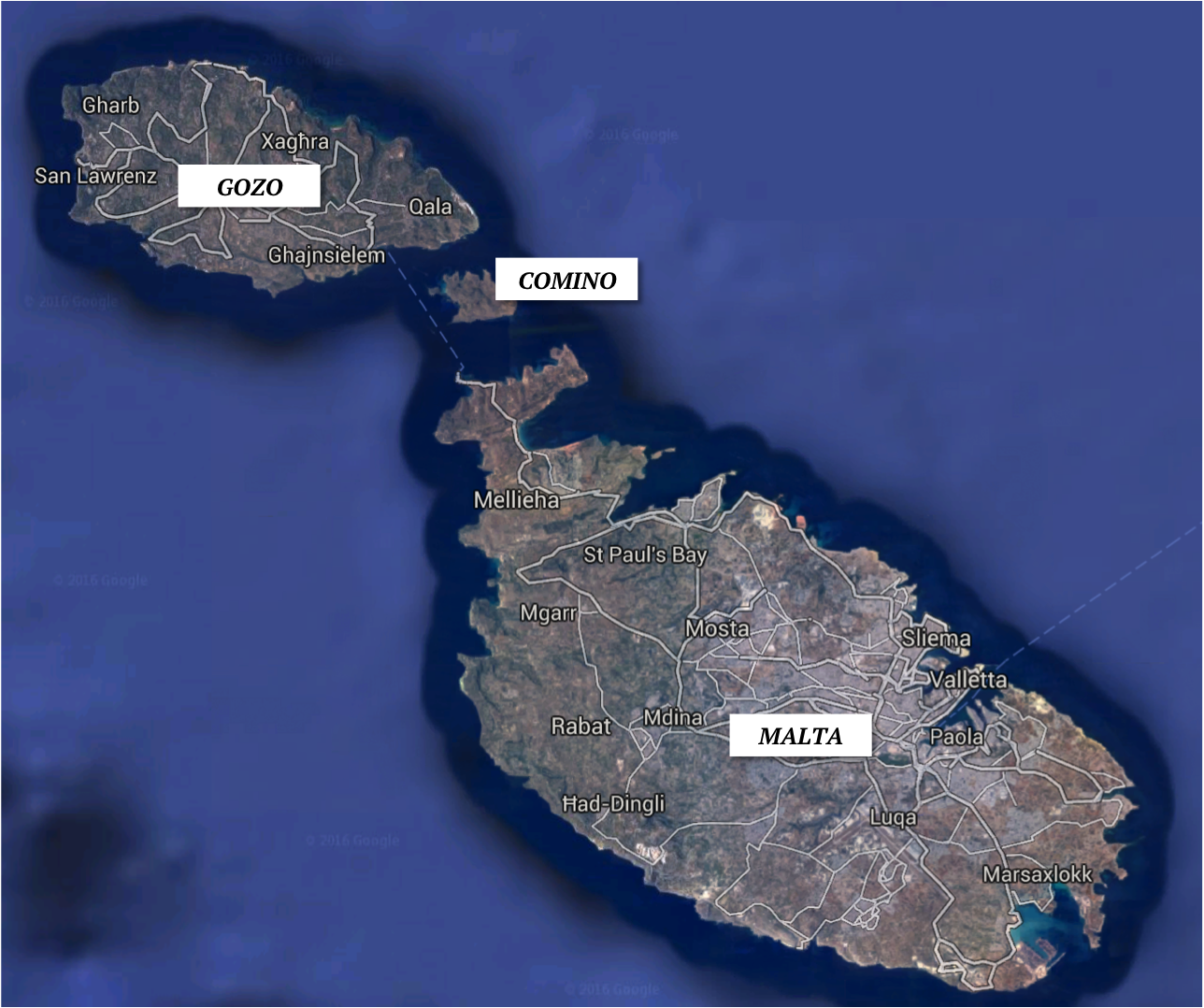 Maltese Islands: Malta, Comino and Gozo |  Map: Google Earth
