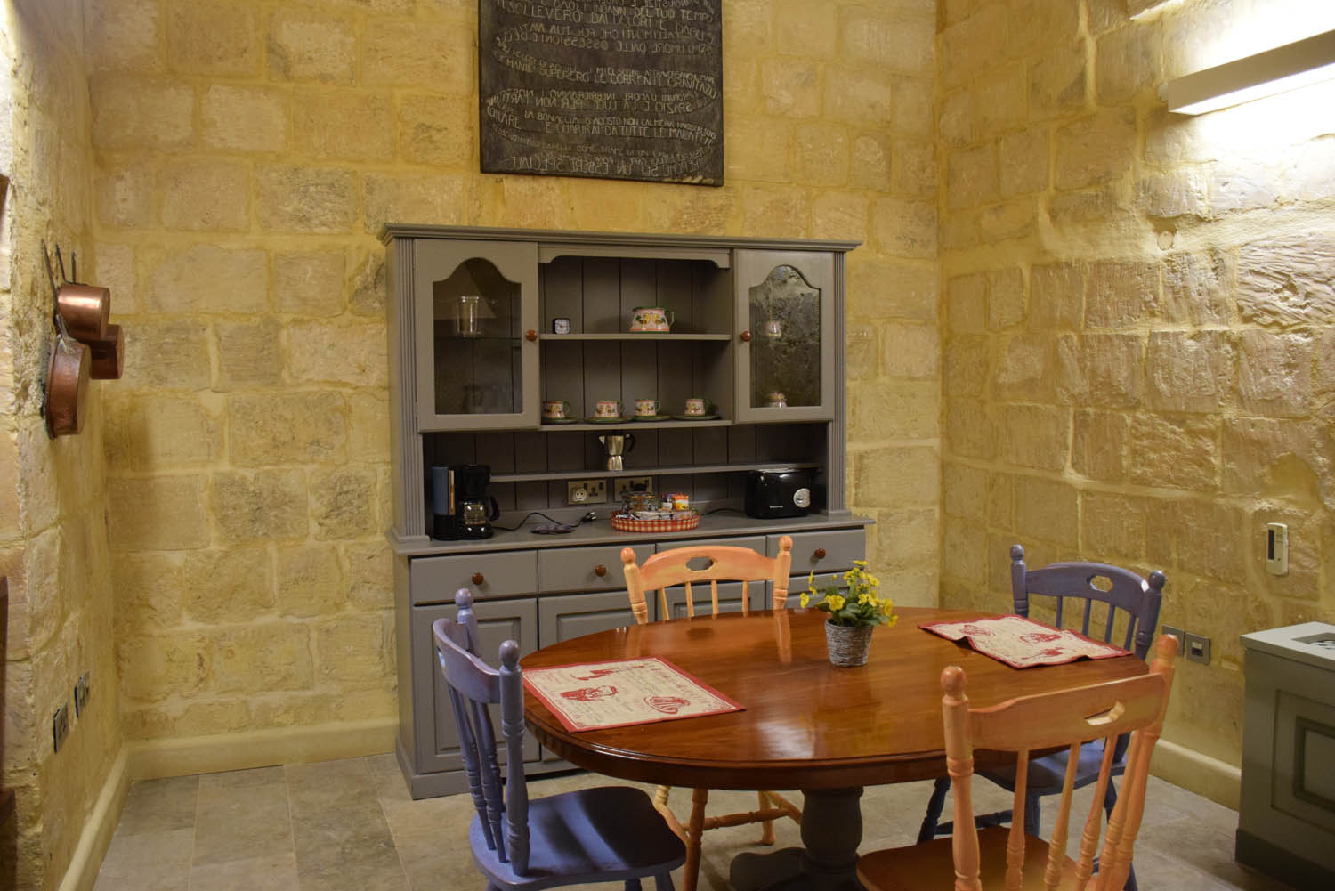 Dining room and kitchen of my apartment at Palazzo Prince d'Orange Hotel - Valletta - Malta