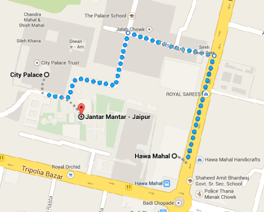Caminho a pé para visitar: City Palace, Jantar Mantar e Hawa Mahal