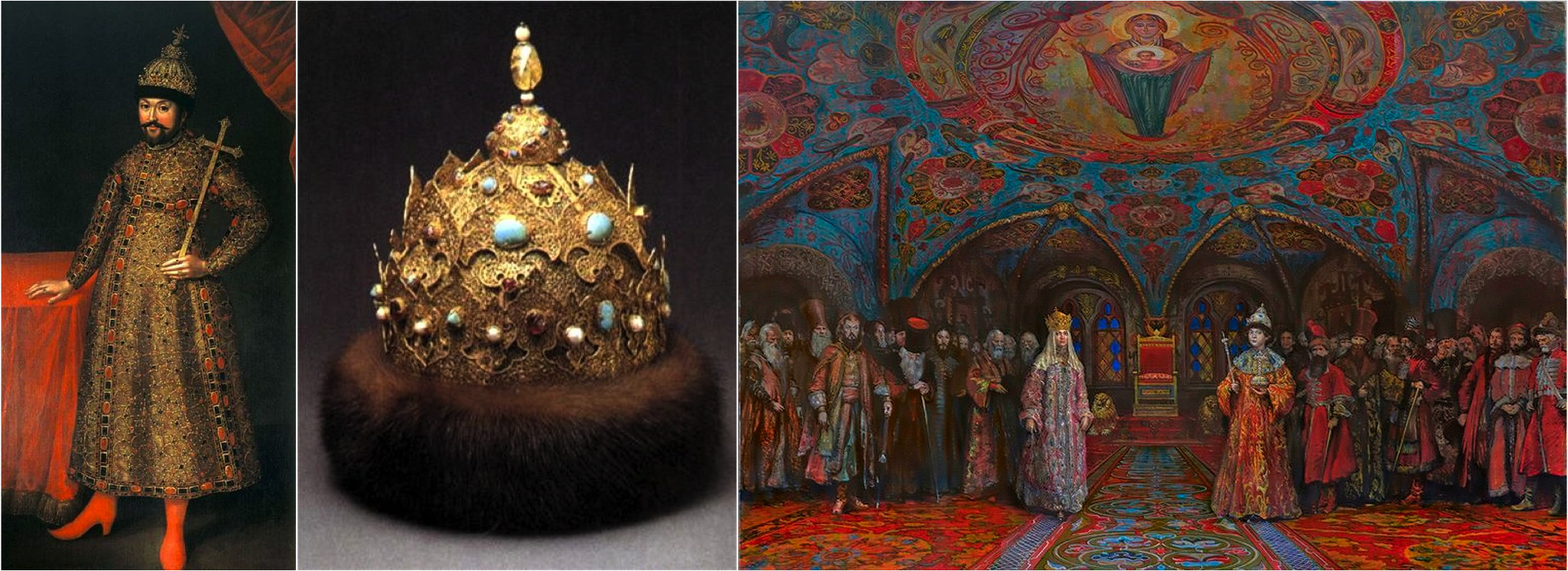 O primeiro Czar da Dinastia Romanov | A coroa dos czares antes da "reforma"| As vestimentas russas antes de Pedro O Grande