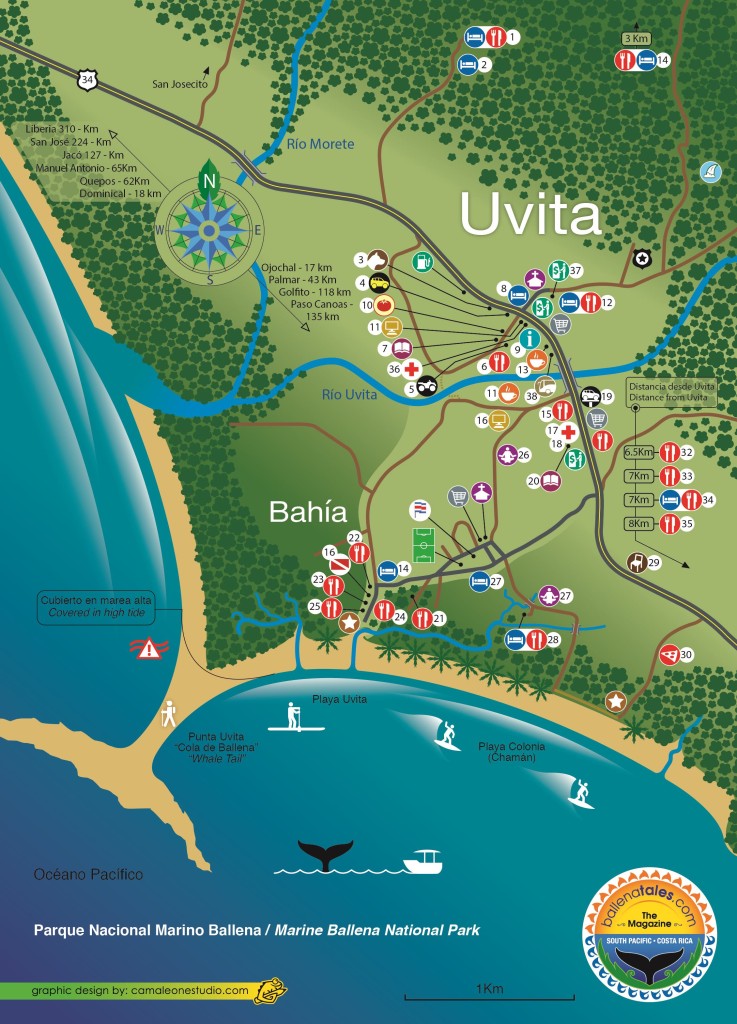 Mapa do Parque Nacional Marino Ballena | fonte: marinoballena.org/maps