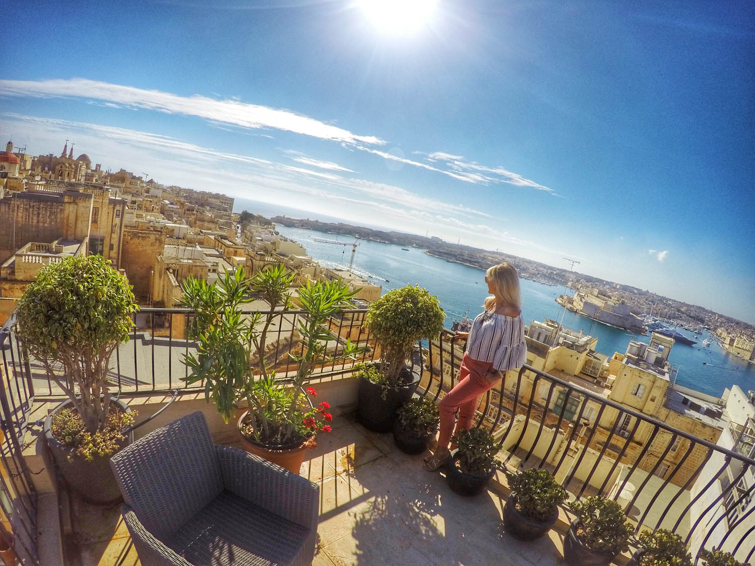 A cidade de Valletta vista do rooftop do hotel Palazzo Prince d'Orange