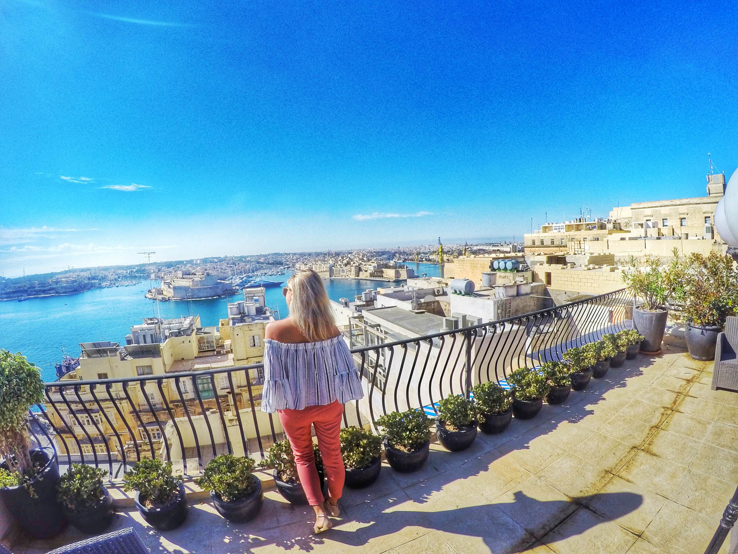 Um dos pontos positivos do hotel: A VISTA DO ROOFTOP! | Hotel Palazzo Prince d'Orange - Valletta - Malta